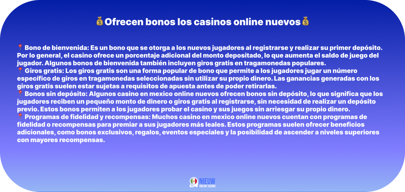 Bonos los casinos online nuevos