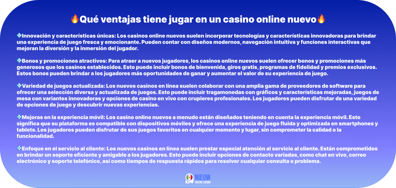 Qué ventajas tiene jugar en un casino online nuevo
